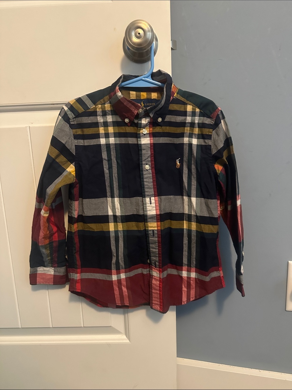 Ralph Lauren Navy Red Green Multicolor Plaid Button-Down Shirt
